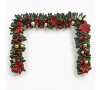 rockible Guirlande Festive Guirlande de Noël Couronne Décorative Décor de Fête Décor de Sapin en Plastique à Feuillage Conifère Dense Pré-décorée de Boules et, 1.5m, Guirlande De Noël avec Lumières