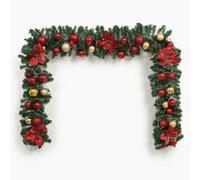 rockible Guirlande Festive Guirlande de Noël Couronne Décorative Décor de Fête Décor de Sapin en Plastique à Feuillage Conifère Dense Pré-décorée de Boules et, 1.5m, Guirlande De Noël sans Lumières