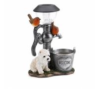 rockible Lampe Solaire Jardin Décoratif Luminaire Compact pour Allée, Terrasse, Lampe Solaire Décorative Avec Chien Et Pompe À Eau
