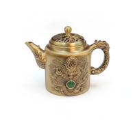 rockible Objet Décoratif Théière Décorative Finition Dorée Style Classique pour Maison, Théière Dragon Phénix Gemme