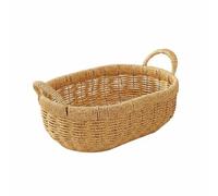 rockible Panier Fruits Tressé Polyvalent Corbeille Tressée Aspect Naturel Article Maison pour Salon , Grand 41 X 26 Cm , Ovale Avec Poignées, Motif Floral Jaune