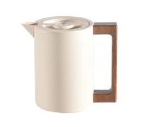 rockible Pichet Isotherme Carafe Thermique Bouteille Contenant à Boisson avec Doublure 304 Anti-goût Métallique et Conservation Poignée Boisée Confortable, Array, Beige, 0.6L