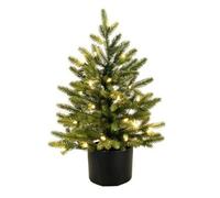 rockible pin Noël Conique Étagé Pot Noir Festif pin Noël en Polyéthylène Pot Stable Conifère Décoratif pr Bureau, 80CM W Illuminé