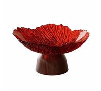 rockible Plateau Industriel Bol Décoratif Paquets pour Fruits et Accessoires Multifonction Stable Matériau PET Adapté pour Salon Restaurant Maison Style, Rouge, Base Ronde