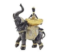 rockible Plateau Résine Décoratif Sculpture d'Intérieur Éléphant Porte-Plateau Figurine Femme Africaine Rangement Objets Courants Finition Gravée Texture Riche, Doré, Éléphant avec Tête Levée