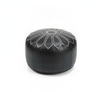rockible Pouf Rangement Rond Tabouret Cylindrique Bordure Passepoilée Pouf Brodé Floral Ouverture Remplissage, Noir, Fleur Améliorée