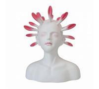 rockible Sculpture en Résine Buste Femme Élégante Statue Ornement Intérieur Buste Tête Contemporaine Résine Blanche Mate Détail Floral Original Convient au Séjour Entrée Console Table 43cm