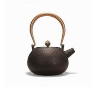 rockible Théière En Fonte Traditionnelle Théière avec Infuseur Rétro Bouilloire En Fonte pour Cuisine, Marron Brun Uni, 1000ml, 1000ml