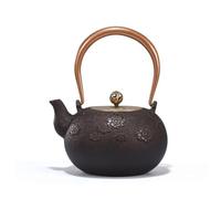 rockible Théière En Fonte Traditionnelle Théière avec Infuseur Rétro Bouilloire En Fonte pour Cuisine, Marron Brun Avec Motif Floral, 1200ml, 1200ml
