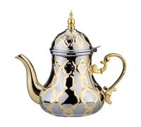 rockible Théière Orientale Décorative Théière En Inox Dorée Vaisselle pour Collectionneurs, 1.8 Litre Or