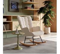 Rocking Chair 75x53,5x92 cm Teddy Beige, Fauteuil à Bascule Allaitement, Style Scandinave pour Salon, Chambre