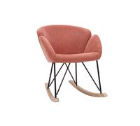 Rocking chair en tissu effet velours texturé terracotta, métal noir et bois clair RHAPSODY