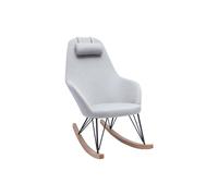 Rocking chair scandinave en tissu gris, métal noir et bois clair JHENE