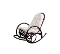 Rocking-chair fauteuil à bascule HWC-C40, bois marron coussin blanc