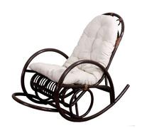 Rocking-chair fauteuil à bascule HWC-C40, bois marron coussin blanc