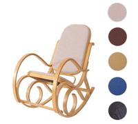 Rocking-chair, fauteuil à bascule M41 ~ imitation chêne, tissu beige