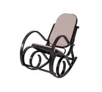 Mendler Rocking-Chair, Fauteuil à Bascule M41 - Imitation Noyer, Tissu Beige