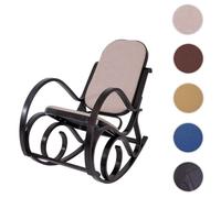 Mendler Rocking-Chair, Fauteuil à Bascule M41 - Imitation Noyer, Tissu Beige