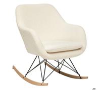 Atmosphera - Fauteuil à bascule Olmeto - Tissu bouclette blanc, H83 cm, pieds bois et métal