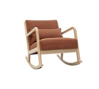 Rocking chair scandinave en tissu effet velours terre brûlée et bois clair massif DERRY