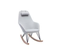 Rocking chair scandinave en tissu gris, métal noir et bois clair JHENE