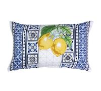 ROCKING GIFTS Coussin citrons 100 % coton 30 x 50 cm | Dimensions : 30 x 50 cm, imprimé frais de citrons, décoration méditerranéenne, toucher doux