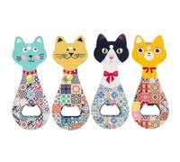 ROCKING GIFTS Décapsuleur de bouteilles x4 chats céramique 14 cm | Lot de 4 pièces, matière céramique, motif chat décoratif, 14 cm de long, ouvre facilement les bouchons couronne