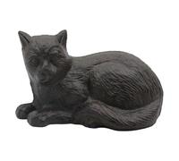 ROCKING GIFTS Figurine décorative chat fer coulé 8,5 x 8,8 x 13 cm | Sculpture de chat en fonte finition foncée texturée, 900 g, style rustique pour décoration