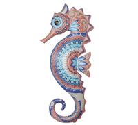 ROCKING GIFTS Figurine décorative hippocampe en métal 31 cm | Décoration murale florale multicolore style nautique pour la maison