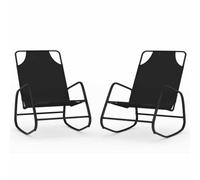Rocking Lounge Chair 2 Pack Black Steel and Textilene Outdoor | Maillet textilène respirante, cadre acier anti-rouille, mouvement berçant doux, entretien facile, idéale terrasse et jardin