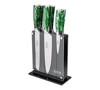 Rockingham Forge Sunrise Collection Emerald émeraude 7-pièce bloc couteaux avec lames de haute qualité en acier inoxydable X40Cr13 et poignées en résine, marron, 6 couteaux et 1 bloc