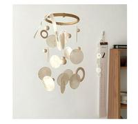 Rockreyoa Capiz Carillon éolien en nacre avec perles en bois et anneau en bois - Bol suspendu - Ornements - Carillon sonore - Guirlandes pour jardin, art mural - Décoration d'intérieur - Blanc