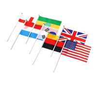 Rockreyoa Lot de 32 drapeaux à main de différents pays avec bâton de drapeau - Petits drapeaux nationaux - Décorations de fête pour jeux Coupe du monde - Fête sportive - 20 x 28 cm