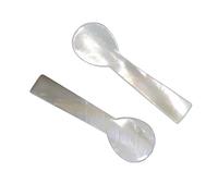 Rockreyoa Lot de 5 cuillères en nacre petites - Ensemble de cuillères à caviar - Cuillères en nacre naturelle - Cuillères à œufs à extrémités plates - Cuillères à sel - Cuillère en nacre de mère perle