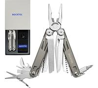 ROCKTOL Multioutils,Pince Multifonction 19-en-1 avec manche plaqué titane, verouillage de sécurité, outil EDC léger, avec pochette nylon, pour la survie, randonnée, camping, cadeau pour le hommes