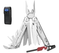 ROCKTOL SK04 Outil multifonction, lame VG-10, pince multifonction 22 en 1 avec allume-feu, sifflet d'urgence, brise-vitre, pour la survie et le camping, outil multifonction pour hommes