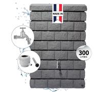 GARANTIA Kit Réservoir Mural ROCKY Junior 300 L, granite foncé incl. robinet chromé et raccord de descente