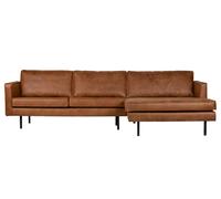 RODEO - Canapé d'angle droit 4 places en cuir marron Cognac