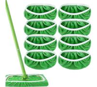 RODISHOMM Lot de 8 serpillères en microfibre compatibles avec les serpillères Swiffer - Lingettes de nettoyage réutilisables pour sols durs, stratifiés et parquets - Utilisation humide et sèche