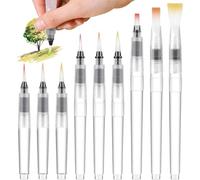 RODISHOMM Lot de 9 pinceaux à eau, pinceaux aquarelle avec réservoir d'eau rechargeable, set de pinceaux mélangeurs pour peinture et art