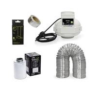RODWIN VENTILATION Kit Extracteur Prima Klima 280m³/h + Filtre à Charbon Actif 100mm - Élimination des Odeurs