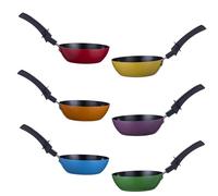 RoDzj Mini Wok Party Set 6 Pièces Ø12cm Revêtement Antiadhésif Small Wok avec Isolation Poignée pour le Tablegrill Mini Crépière