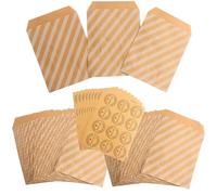Roellgs Lot de 100 sacs à bonbons de mariage en papier kraft rayé pour emballer des bonbons et des chocolats (motif sergé)