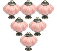 Roellgs Lot de 12 boutons de porte en céramique, boutons de placard en céramique en forme de citrouille vintage avec vis de montage, poignées de tirage de garde-robe anciennes pour armoire de cuisine