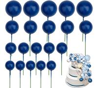 Roellgs Lot de 20 décorations de gâteau rondes dorées pour mariage, remise de diplôme, fête d'anniversaire (bleu saphir)