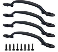 Roellgs Lot de 4 poignées de porte en D pour portails en bois, adaptées pour salle de bain, grange, abri de jardin, armoire (noir)