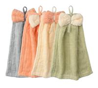 Roellgs Lot de 4 serviettes de cuisine et de salle de bain pour sécher les mains - Serviettes décoratives en microfibre velours corail - Serviettes mignonnes pour sécher les mains instantanément