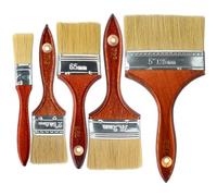 Roellgs Lot de 5 pinceaux de peinture à lame épaisse pour peinture de mur et de clôture, manche en bois pour vernis, pâte et plâtre poudre