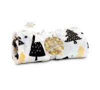 Römer Wellness Couverture câline Merry Christmas - 120 x 150 cm, 190 g/m², Compagnon en Peluche, Cadeau de Noël avec nœud et Pendentif Merry Christmas, Gold, Or