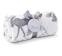 Römer Wellness Couverture câline Rudolph Blanc/Gris - 120 x 150 cm, 190 g/m², Compagnon Pelucheux, Cadeau de Noël avec nœud et Pendentif Beautiful Wintertime, Anthrazit